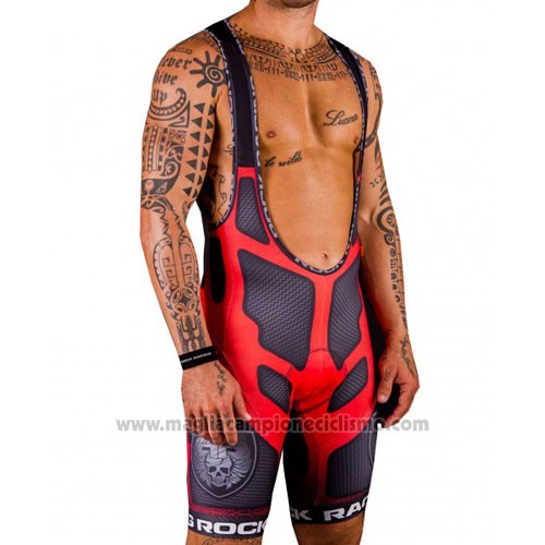 2016 Abbigliamento Ciclismo Rock Racing Rosso e Marrone Manica Corta e Salopette